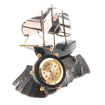 Часы настольные в виде парусника из натурального камня Обсидиан Sailboat Stone Clock варинант исполнения - 5 | Loft Concept в Брянске