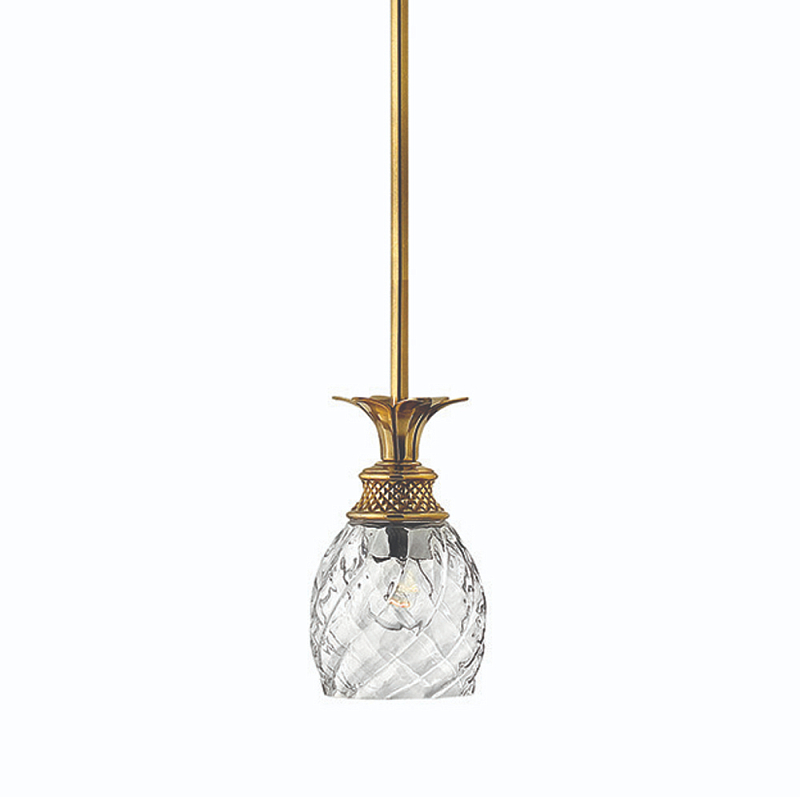 Подвесной светильник цвета латунь с прозрачнымплафоном в форме ананаса Hinkley Латунь Прозрачное Стекло в Брянске | Loft Concept 