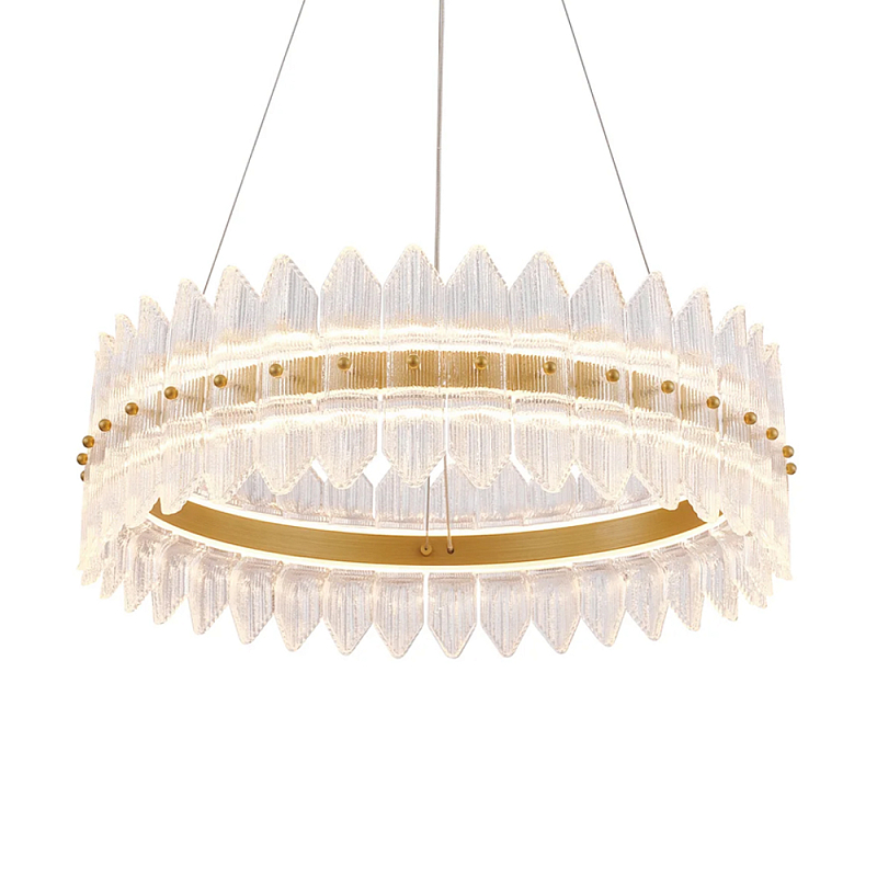 Люстра круглая с декоративными элементами в виде лепестков Round Light Flashing Латунь Прозрачный в Брянске | Loft Concept 