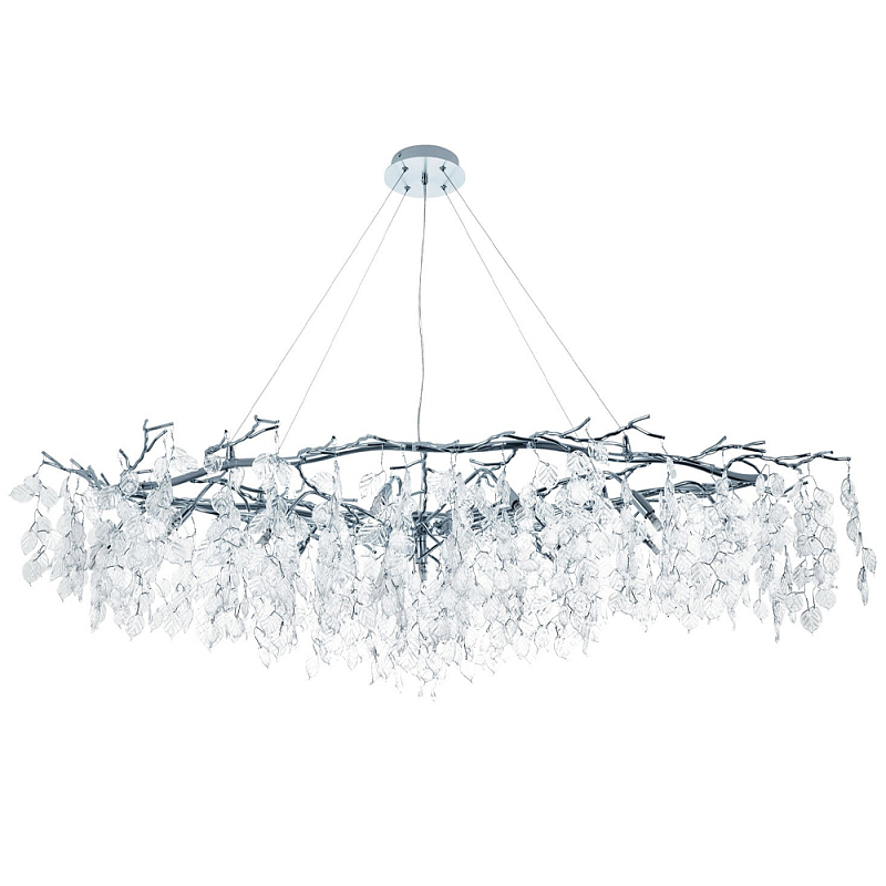 Люстра с хрустальными подвесками в виде листьев Fairytree Leaves Linear Silver Chandelier Серебряный Прозрачный Люстра с хрустальными подвесками в виде листьев Fairytree Leaves Linear Silver Chandelier Серебряный Прозрачный в Брянске | Loft Concept