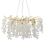 Люстра подвесная с золотистыми ветками и стеклянными подвесками в виде листьев Длина 80 см FAIRYTREE Light варинант исполнения - 1 | Loft Concept в Брянске