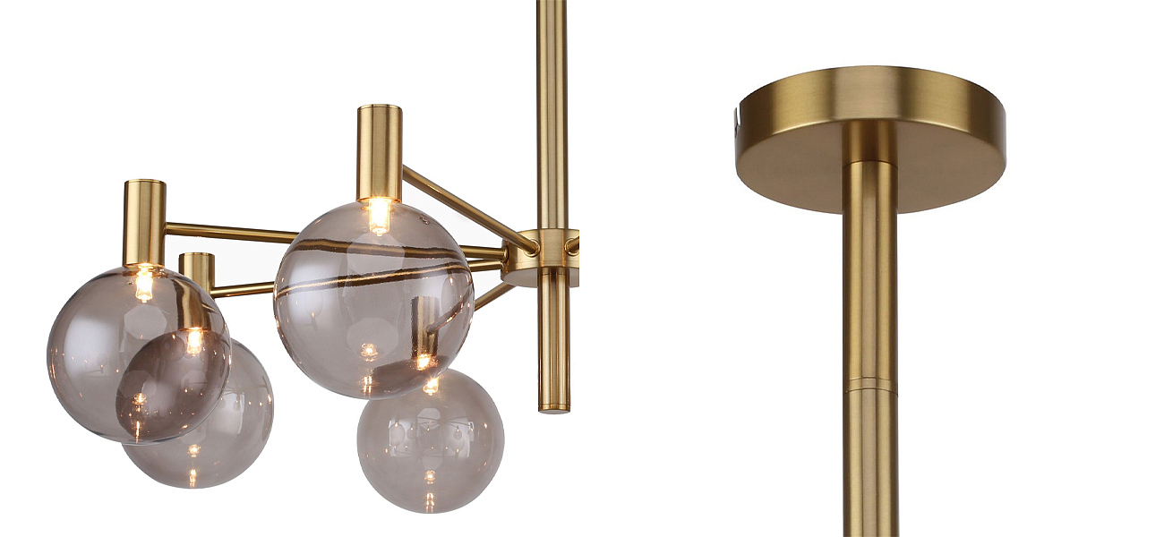 Люстра с выдувными плафонами коньячного цвета Carmella Globe Brass Люстра с выдувными плафонами коньячного цвета Carmella Globe Brass - Loft-Concept в Брянске