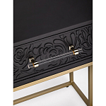 Приставной столик с резным узором на выдвижном ящике Black Table Carved Pattern варинант исполнения - 2 | Loft Concept в Брянске