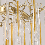 Люстра подвесная золотого цвета с разветвленными ветвями и прозрачными стеклянными подвесками Droplet Chandelier варинант исполнения - 4 | Loft Concept в Брянске