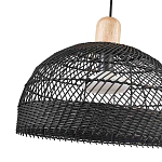 Подвесной светильник с округлым абажуром из черного ротанга Wicker Furniture варинант исполнения - 3 | Loft Concept в Брянске