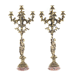 Подсвечники из бронзы на 10 свечей на подставке из камня креноид Stone Candlestick варинант исполнения - 1 | Loft Concept в Брянске