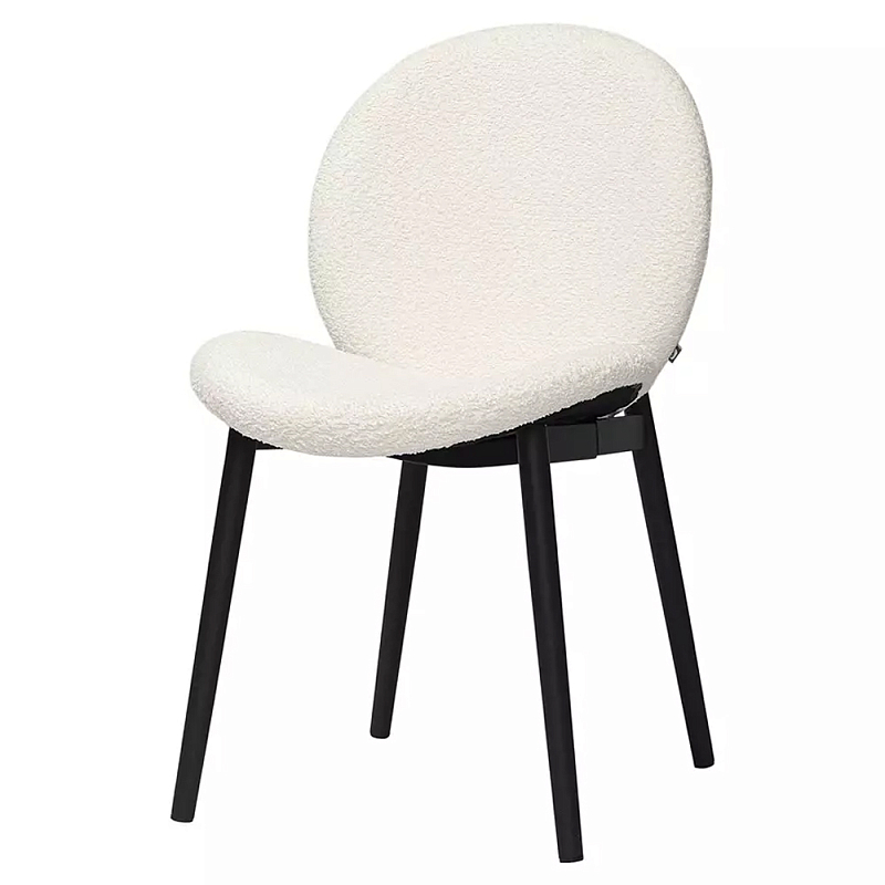 Стул мягкий с буклированной обивкой Chair with Boucle Upholstery Молочный Светло-серый Стул мягкий с буклированной обивкой Chair with Boucle Upholstery Молочный Светло-серый в Брянске | Loft Concept