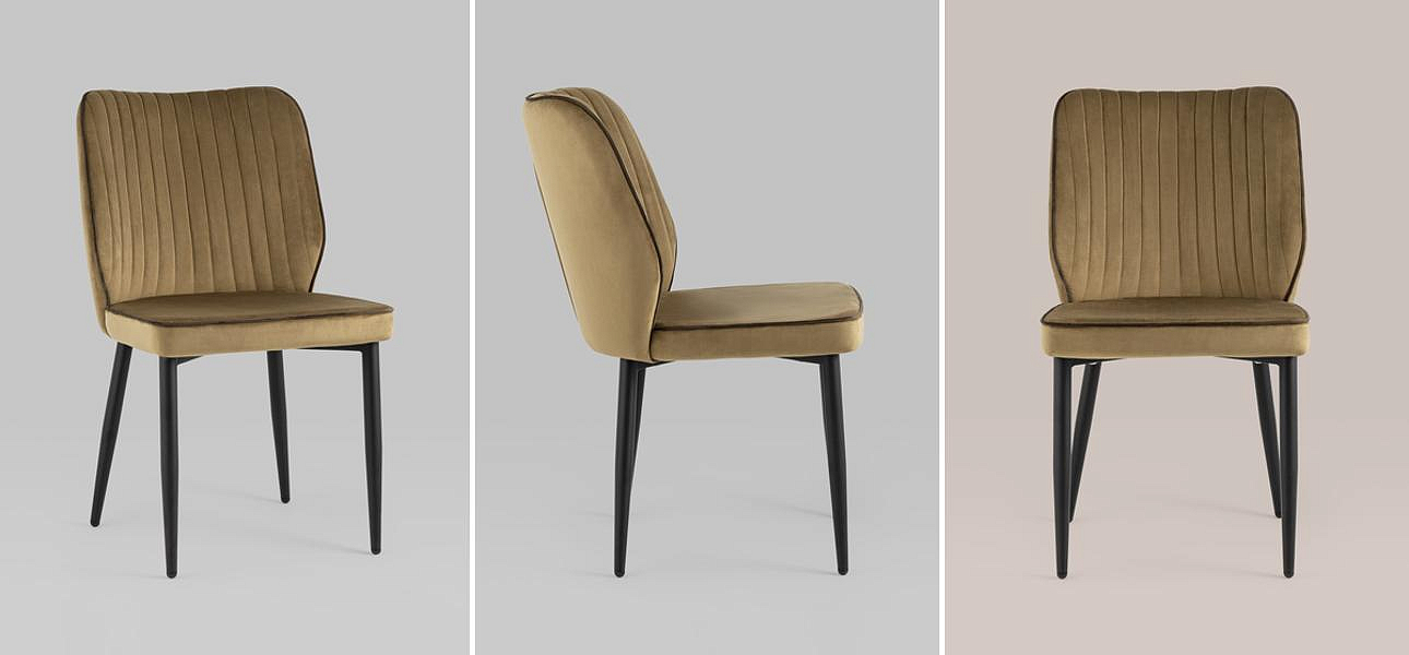 Стул Lawrence Chair Велюр Карамель Коричневый кант Стул Lawrence Chair Велюр Карамель Коричневый кант - Loft-Concept в Брянске