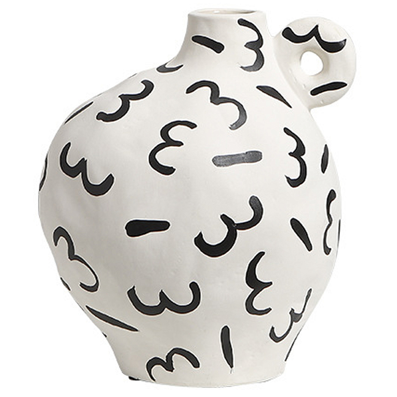 Декоративная ваза White Doodle Vase S Белый Черный Декоративная ваза White Doodle Vase S Белый Черный в Брянске | Loft Concept