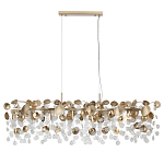 Люстра линейная с подвесками в форме монеток и золотистыми круглыми элементами из металла в виде лепестков FAIRYTREE Light варинант исполнения - 2 | Loft Concept в Брянске