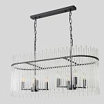 Люстра подвесная овальная со стеклянными прозрачными трубками и металлическим каркасом черного цвета Nembus варинант исполнения - 2 | Loft Concept в Брянске