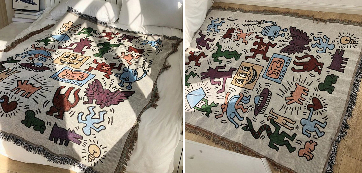 Покрывало граффити Кит Харинг Keith Haring Bed Сover Покрывало граффити Кит Харинг Keith Haring Bed Сover - Loft-Concept в Брянске
