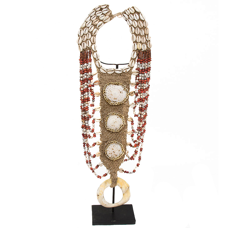 Этническое ожерелье из ракушек Aboriginal Long Necklace Shells Бежевый Коричневый Красный Белый в Брянске | Loft Concept 