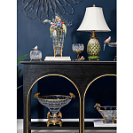 Ваза из прозрачного стекла с бронзовыми ножками и фигурками попугаев Eden Garden porcelain and bronze варинант исполнения - 5 | Loft Concept в Брянске