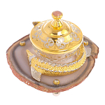 Икорница с декором "Осетр" с гравировкой на подставке из натурального камня Агат Decorative Cavair Dishes варинант исполнения - 2 | Loft Concept в Брянске