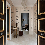 Обои ручная роспись Fishes Blue Pearl on Tarnished Silver gilded silk with pearlescent antiquing варинант исполнения - 2 | Loft Concept в Брянске