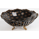 Блюдо черного цвета из фрафора на бронзовых ножках Eden Garden porcelain and bronze варинант исполнения - 1 | Loft Concept в Брянске