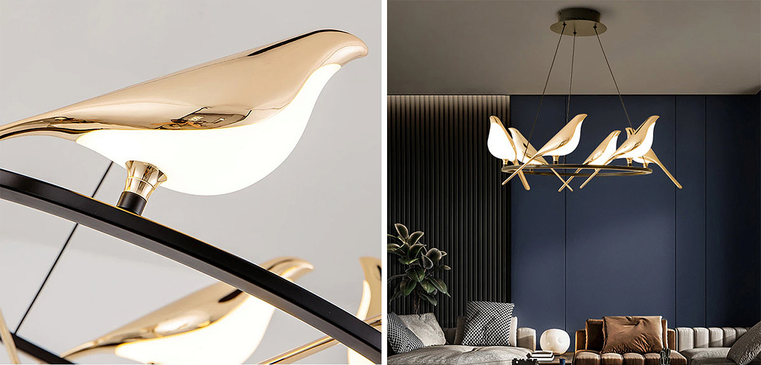 Люстра с золотыми птичками круглая NOMI Chandelier Six birds Round Люстра с золотыми птичками круглая NOMI Chandelier Six birds Round - Loft-Concept в Брянске