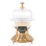 Икорница с декором "Три рыбки" с гравировкой и натуральным камнем Нефрит Decorative Cavair Dishes варинант исполнения - 7 | Loft Concept в Брянске