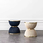 Дизайнерский журнальный стол фактурный с круглой белой столешницей Luler варинант исполнения - 2 | Loft Concept в Брянске