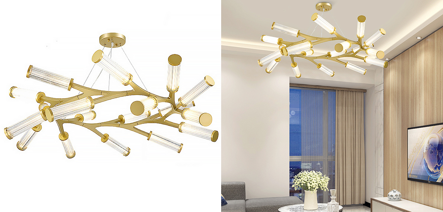Люстра Cylinder Branches Chandelier Ring Gold Люстра Cylinder Branches Chandelier Ring Gold - Loft-Concept в Брянске
