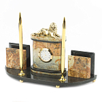 Настольный письменный набор из камня офиокальцит и бронзы с декором в виде льва Successful Leader варинант исполнения - 2 | Loft Concept в Брянске