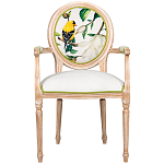Стул с подлокотниками золотистый из бука с изображением птиц и цветов Blooming Birds 2 варинант исполнения - 1 | Loft Concept в Брянске