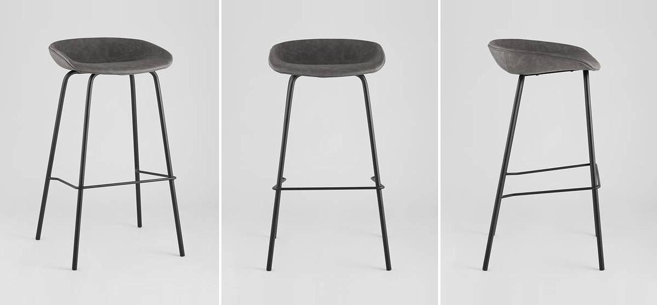 Стул Барный без Спинки Винтажная Серая Экокожа Vendramin Bar Chair Стул Барный без Спинки Винтажная Серая Экокожа Vendramin Bar Chair - Loft-Concept в Брянске