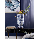 Ваза с бронзовыми ручками и синим цветочным узором Blue & White Ornament варинант исполнения - 8 | Loft Concept в Брянске