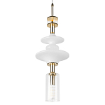 Подвесной светильник со стеклянными элементами и бронзовыми вставками Высота 62 см Gabriel Scott Luna варинант исполнения - 7 | Loft Concept в Брянске