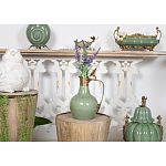 Кувшин зеленого цвета из фарфора с бронзовой крышкой и изогнутой ручкой Eden Garden porcelain and bronze варинант исполнения - 4 | Loft Concept в Брянске