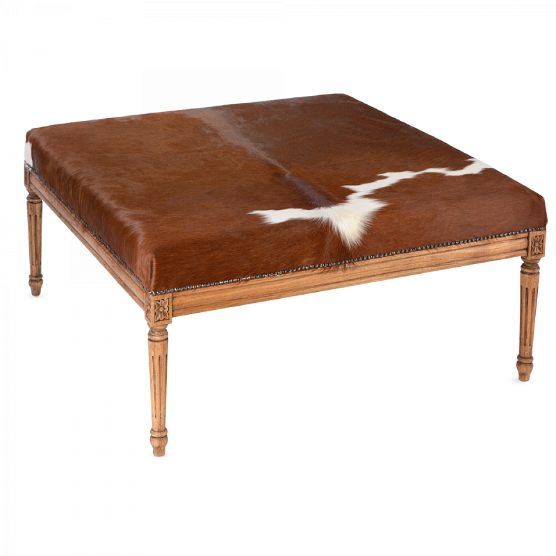 Пуф коричневая натуральная шкура Louie Cowhide Ottoman Коричневый Золотой дуб Пуф коричневая натуральная шкура Louie Cowhide Ottoman Коричневый Золотой дуб в Брянске | Loft Concept