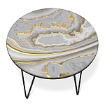Стол журнальный c круглой столешницей из стекла серого цвета Gray and Gold Marble варинант исполнения - 2 | Loft Concept в Брянске