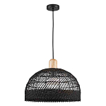 Подвесной светильник с округлым абажуром из черного ротанга Wicker Furniture варинант исполнения - 2 | Loft Concept в Брянске