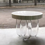 Дизайнерский журнальный стол на 3-х овальных прозрачных ножках Tukutic варинант исполнения - 2 | Loft Concept в Брянске