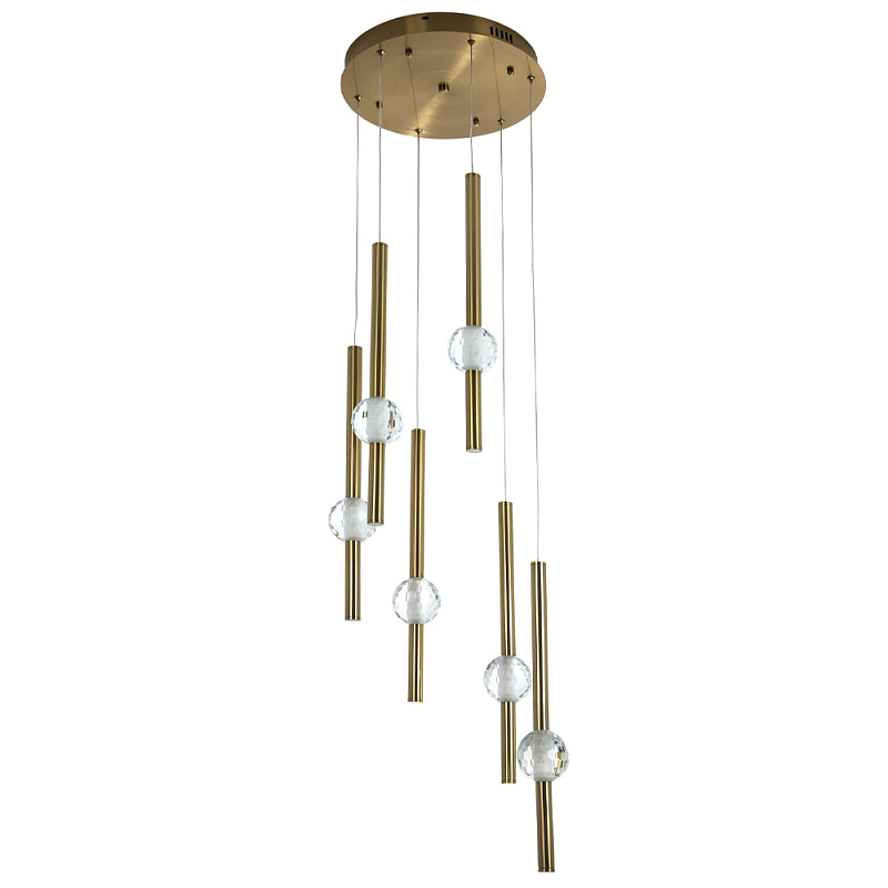 Каскадная люстра Celestin Spheres Brass Chandelier Прозрачный Латунь Каскадная люстра Celestin Spheres Brass Chandelier Прозрачный Латунь в Брянске | Loft Concept