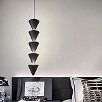 Подвесной светильник светодиодный в виде ряда черных металлических конусов  Herringbone варинант исполнения - 5 | Loft Concept в Брянске