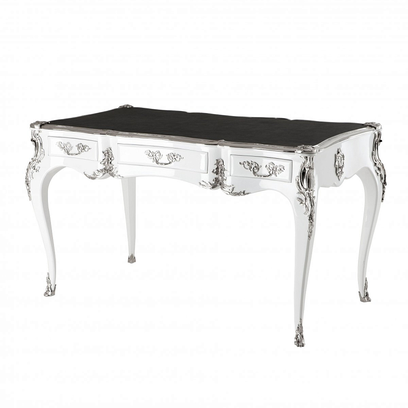 Рабочий стол Eichholtz Desk Lodewijk XV Никель Черный Белый Рабочий стол Eichholtz Desk Lodewijk XV Никель Черный Белый в Брянске | Loft Concept