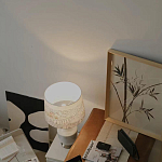 Настольная лампа с принтом на белом тканевом абажуре Roof Garden Lamp варинант исполнения - 7 | Loft Concept в Брянске