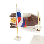 Настольный письменный набор из мрамора и лемезита с гербом и флагом России Marble Accessory варинант исполнения - 3 | Loft Concept в Брянске
