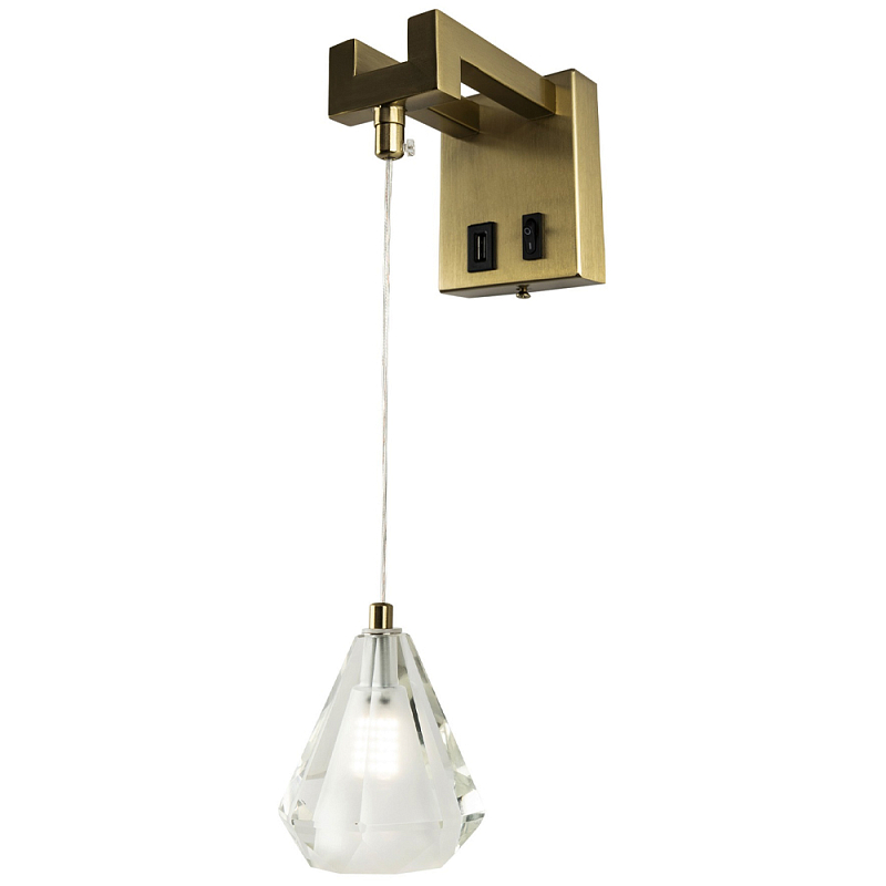 Бра со стеклянным плафоном Albain Glass Wall Lamp Прозрачное Стекло Латунь Бра со стеклянным плафоном Albain Glass Wall Lamp Прозрачное Стекло Латунь в Брянске | Loft Concept