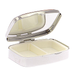 Таблетница карманная прямоугольная на 2 отделения с зеркалом и накладкой из натурального камня Лазурит Silver Stone Pillboxes варинант исполнения - 3 | Loft Concept в Брянске