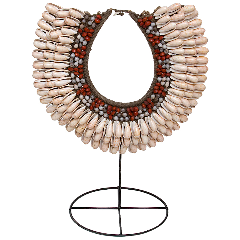 Этническое ожерелье из ракушек и бус Aboriginal Ethnic Necklace Beige Red Бежевый Красный Коричневый в Брянске | Loft Concept 