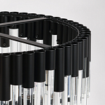 Люстра круглая из матового черного металла с подвесками из прозрачных стеклянных трубок Noir Tubes варинант исполнения - 9 | Loft Concept в Брянске