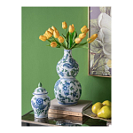 Ваза фигурная с сине-зелеными узорами распустившихся цветов Blossoming Spring варинант исполнения - 4 | Loft Concept в Брянске