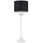 Настольная лампа с декором в виде белого цветка магнолии на каркасе и черным абажуром White Magnolia варинант исполнения - 3 | Loft Concept в Брянске