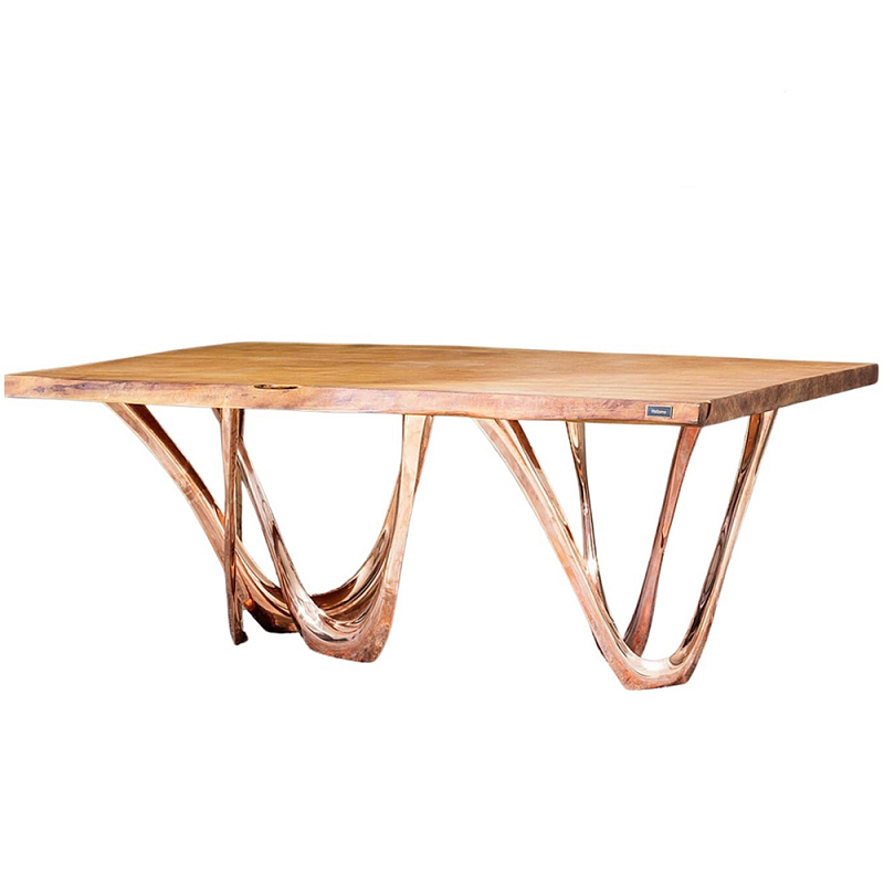 Обеденный стол прямоугольный с фигурными ножками G-table Золотой Обеденный стол прямоугольный с фигурными ножками G-table Золотой в Брянске | Loft Concept