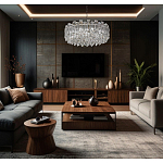 Круглая люстра с хрустальными подвесками на серебряном каркасе Gorgeous Crystal Light варинант исполнения - 12 | Loft Concept в Брянске