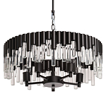 Люстра круглая из матового черного металла с подвесками из прозрачных стеклянных трубок Noir Tubes варинант исполнения - 1 | Loft Concept в Брянске
