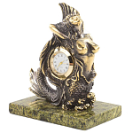 Часы настольные бронзовые в виде русалочки из натурального камня Змеевик Mermaid Stone Clock варинант исполнения - 2 | Loft Concept в Брянске